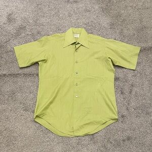Vintage 70s Van Heusen Men's Green Short Sleeve Shirt